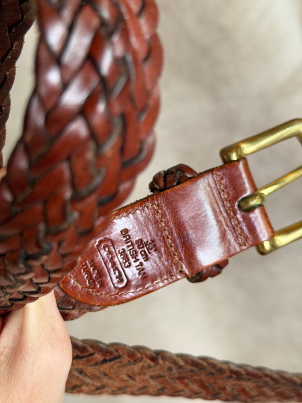 Coach vintage Braided Leather Belt cognac Brown 36” 90cm - Picture 5 of 8